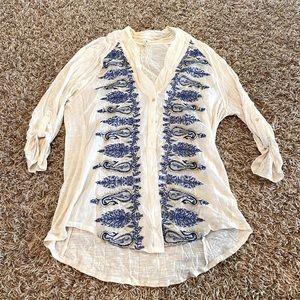 Linen/Silk Paisley Top